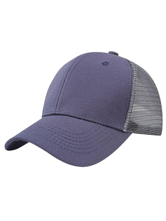 Mesh Snapback Hat for Men Trucker Hats Adjustable Blank Structured Baseball Caps Navy Free Size