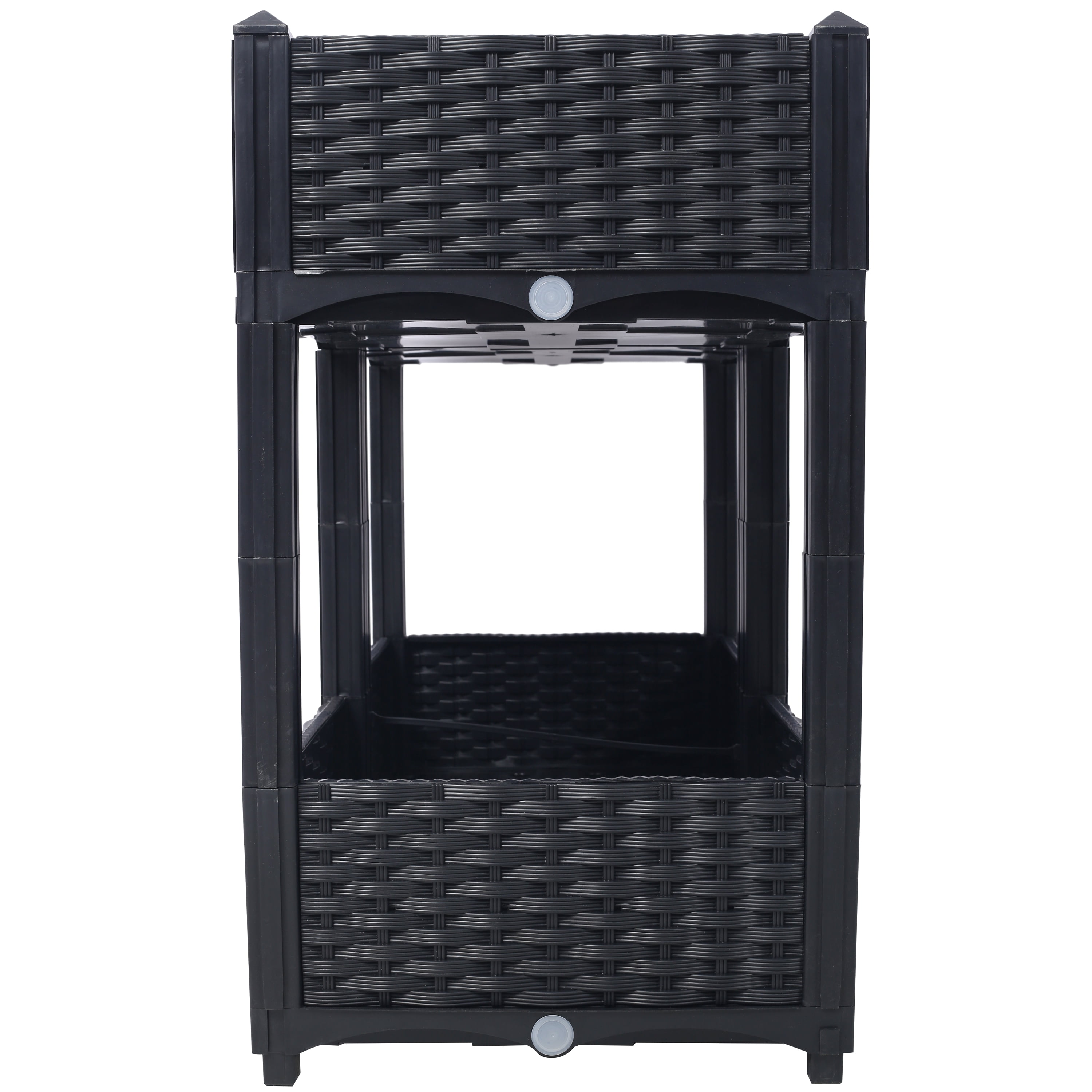 AsterOutdoor Planter Raised Beds Elevated Garden Box with Drainage System, Plastic Rattan-Style Outdoor Standing Planter