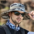 thumbnail image 2 of LAST CLANCE SALE! Outdoor Mesh Camouflage Sun Hat Wide Brim UV Sun Protection Hat Fishing Hiking Hat, Green, 2 of 9