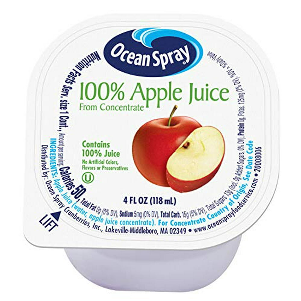 Ocean Spray 100 Apple Juice Cups, 4 Ounce (Pack of 48)