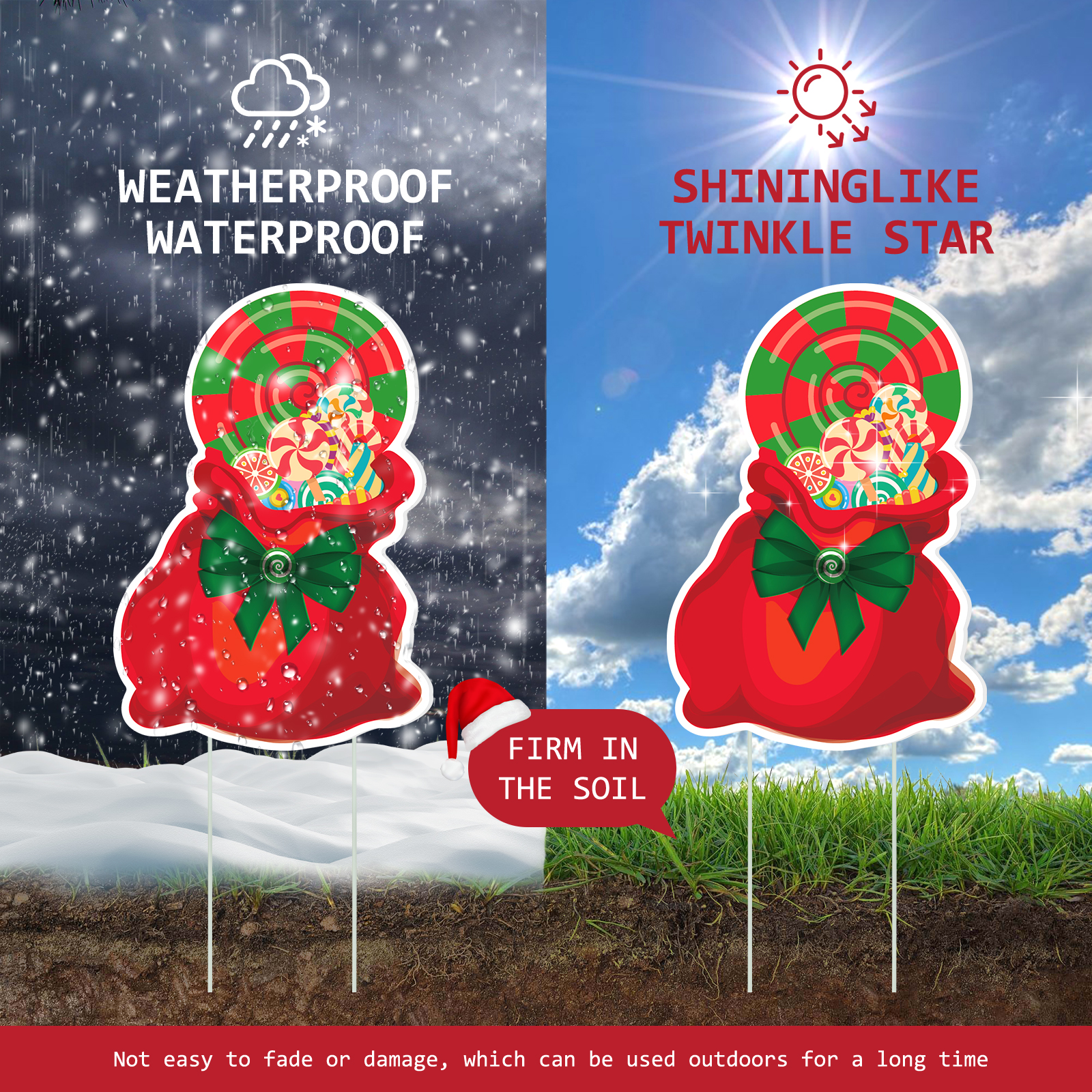 Ayieyill 6pcs Candy Yard Decorations for Christmas, Large Xmas Signs for Outdoor Christmas Decorations Yard