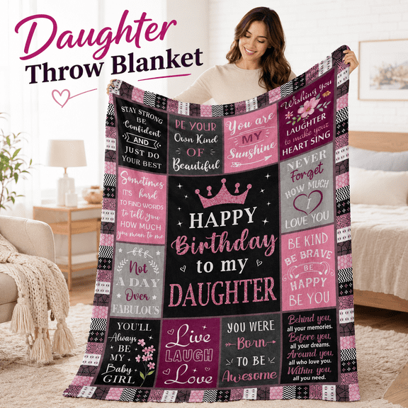 MORAVE Daughter Birthday Gifts from Mom/Dad, 60"x50" Adult Throw Blanket, Happy Birthday Gifts for Daughter