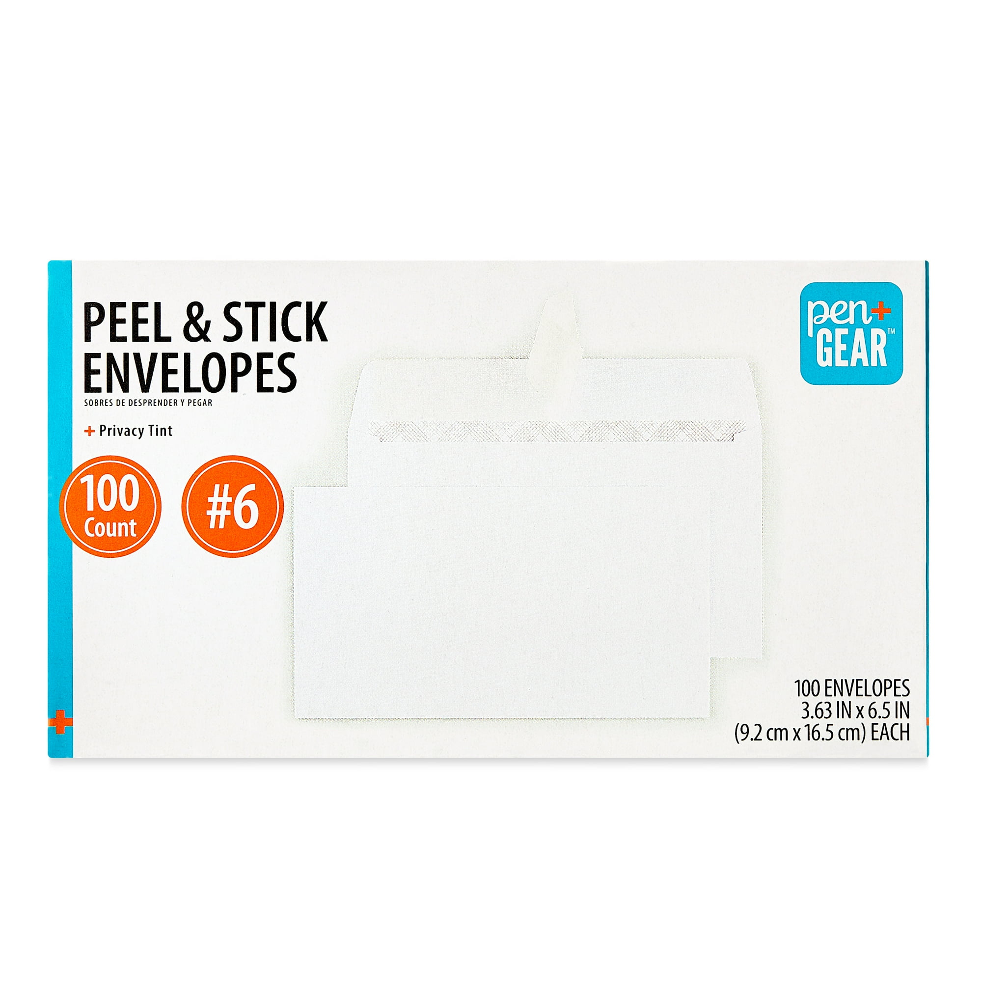 Pen+Gear #6 Privacy Tint Peel & Stick Envelopes, White, 3.63 in x 6.5 in, 100 Count