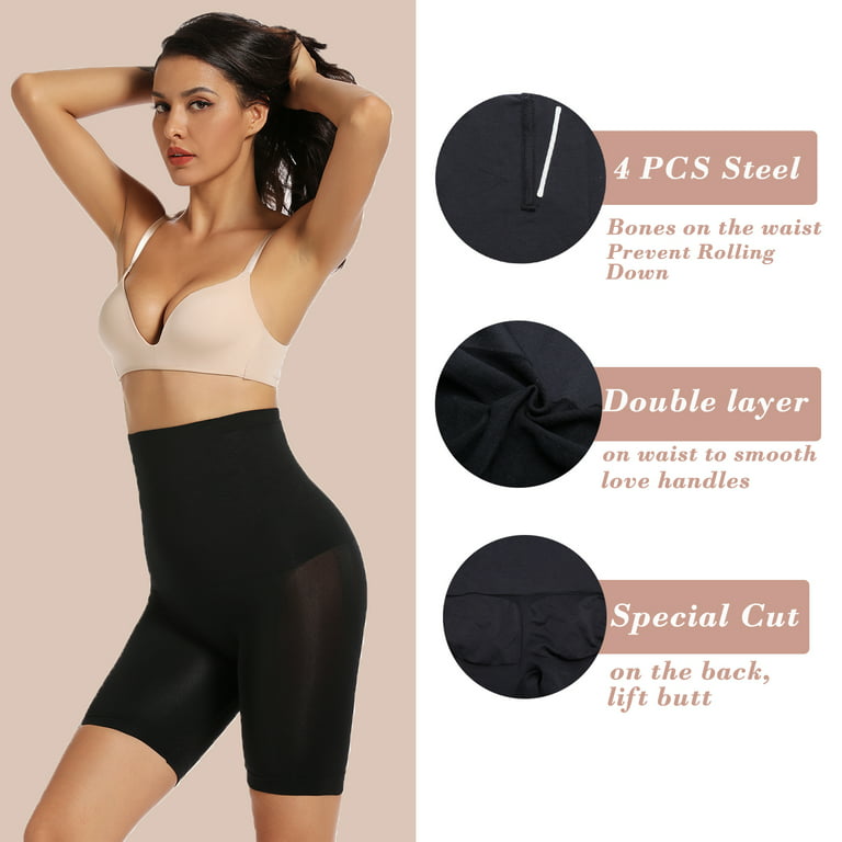 Joyshaper Shapewear Shorts for Women Tummy Control Body Shaper Thigh  Slimmer Butt Lifter Panties(Black-L/Firm Control)