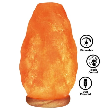 Himalayan Glow Pink Salt Lamp, LED Bulb with Touch Dimmer Switch, 5 x 9 inches, 5-7 lbs