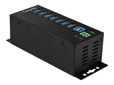 Startech.com 7 Port Usb Hub With Adapter, Surge Protection, Metal Industrial Usb 3.0 Data Transfer Hub, Din Rail, Wall Or Desk Mountable, High Speed Usb 3.1/usb 3.2 Gen 1 5gbps Hub -