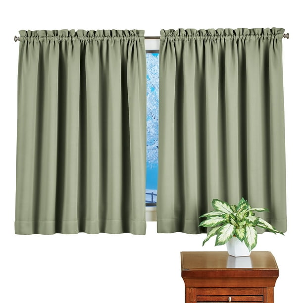 Rod Pocket Short Blackout Curtain Panel, Short Blackout Curtains