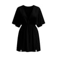 thumbnail image 7 of Swimsuit Cover Ups Dress for Women Chiffion Summer Beach Cover Up Sheer V-Neck Bikini Coverup Black S(S), 7 of 7