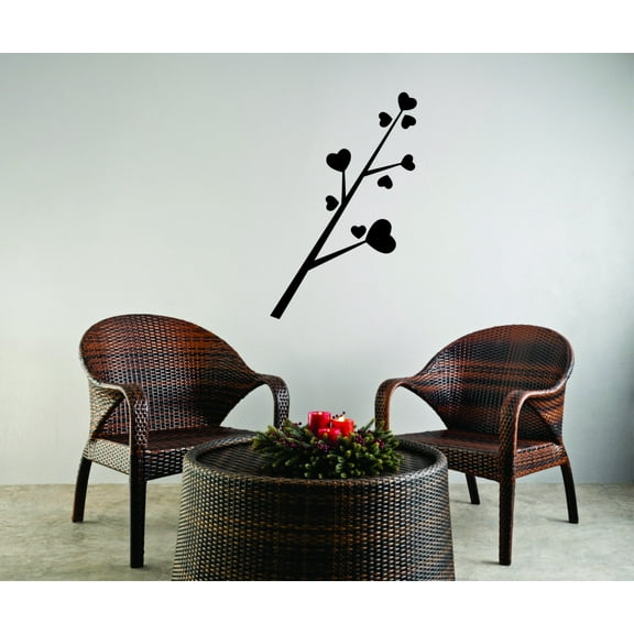 Custom Wall Decal Sticker : Heart Branch Flower Design 12x18"