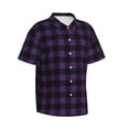 thumbnail image 2 of Haiem Purple Black Plaid Printed Hawaiian Shirt for Men - Men’s Casual Beach Summer Shirts - Stretch Fabric with Modern Fit-Medium, 2 of 9