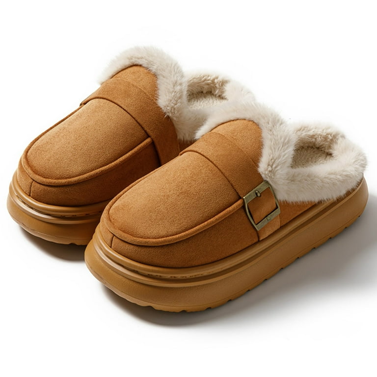 Dakaela Womens Winter Platform Mules Fleece Lined Suede Snow Mini