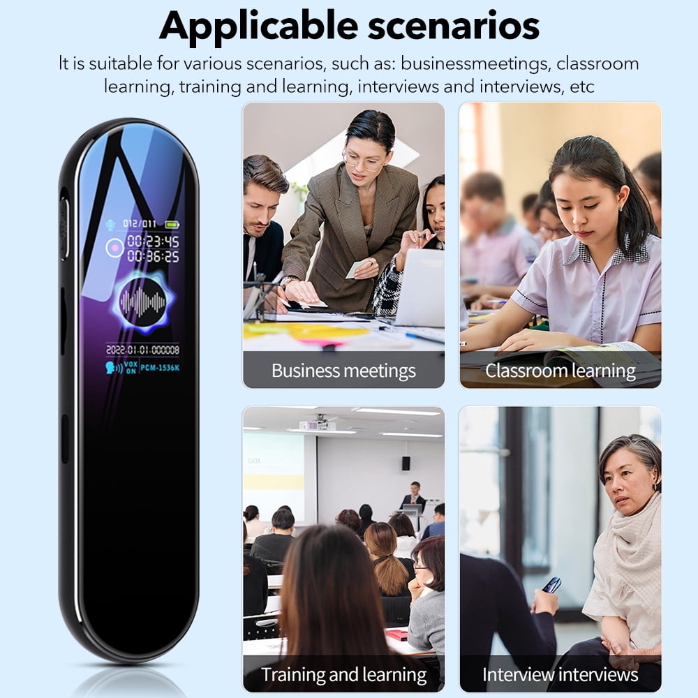 Mini Digital Voice Recorder Dictaphone - 1-Button Recording, Dual Mic Noise Cancellation, 24hr Continuous Recording, Password Protection & MP3 Player with 6 EQ Modes