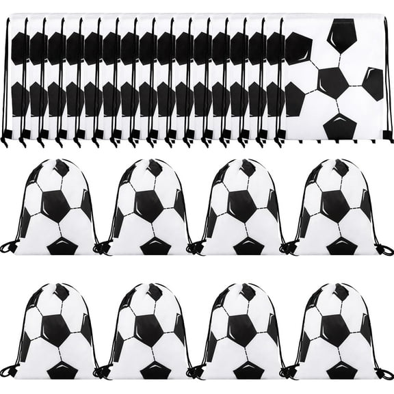 24 Pcs Drawstring Backpack,Soccer Drawstring Bags,Small Sport Drawstring Bags Gift Bags,Soccer Goodie Bags,Soccer Party Favors Cinch Bags