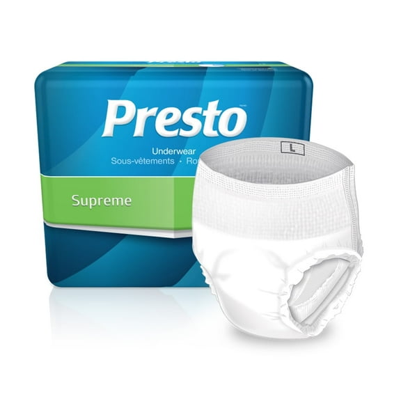 Presto Maximum Absorbency Underwear, Small (25'' to 32'' Waist) White Case of 80