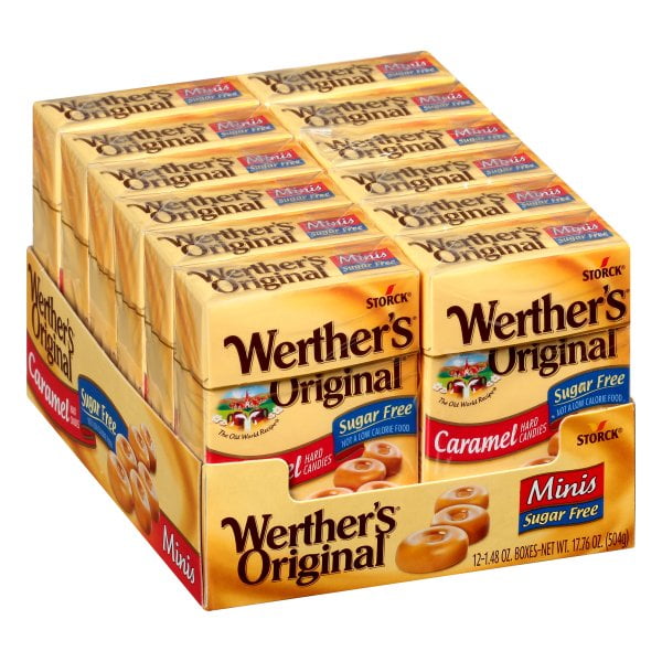 Werthers Sugar Free Mini Caramel Hard Candies 1.48 oz Flip Boxes packed