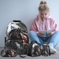 thumbnail image 2 of Yspwyqan Black Horse Backpack Set Kids Boys, Vintage USA Flag 4 Piece Backpack Lunchbox Set with Pencil Case, Lightweight Padded Straps Bookbag for Elementary Middle School, 2 of 7