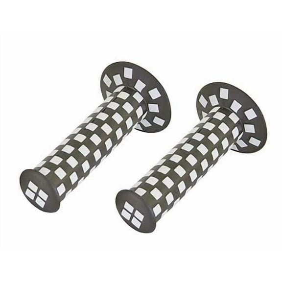 Black White Checkered Bike Grips 7/8 long 124mm. Bicycle grips.