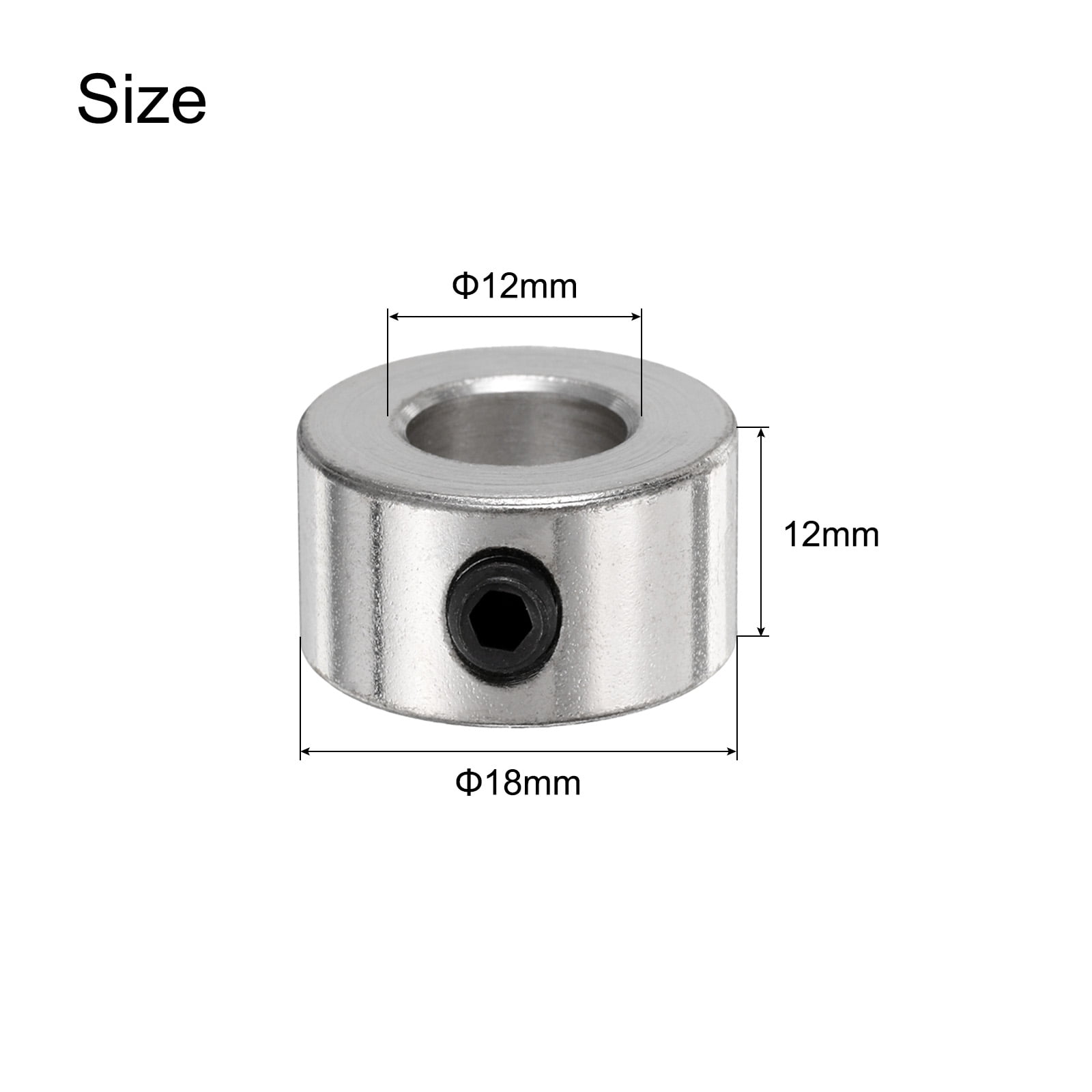 20 Pack Set Screw Collars 12mm Bore Shaft Collars, 18mm OD, 12mm Width, Drill Stop Collar, Carbon Steel