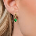 thumbnail image 3 of Gem Stone King 14K Yellow Gold Green Nano Emerald and Lab Grown Diamond Dangle Earrings for Women | 1.25 Cttw | Gemstone May Birthstone | Oval 7X5MM, 3 of 6