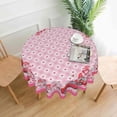 thumbnail image 4 of Gnomes Valentines Day Tablecloth Round 60 Inch Pink Buffalo Plaid Check Red Heart Washable Wrinkle Stain-Resistant Polyester Table Cloth Rustic Valentines Decorations for Party Home Kitchen Dining, 4 of 6