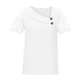 thumbnail image 4 of Vmvidoty Women's Asymmetrical Neck Tops Cut Out T Shirt with Print Floral Lace Graphic Short Sleeve White XXL, 4 of 5