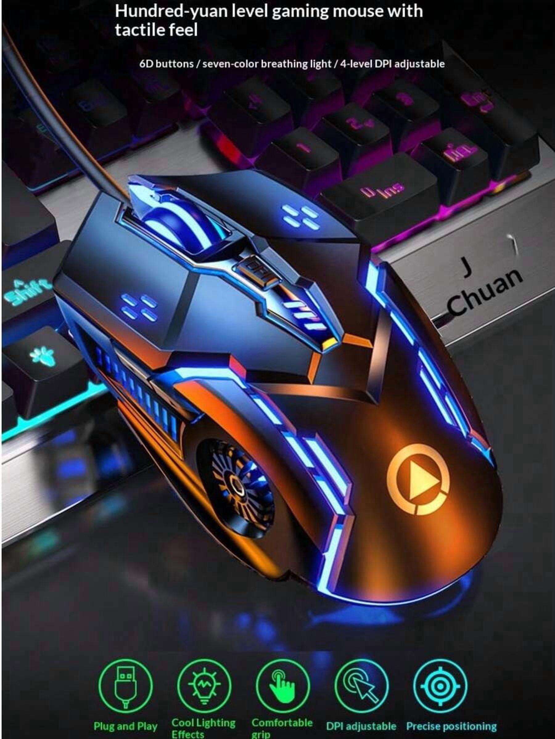 White Gaming Mechanical Keyboard, Blue LED Backlit, Multimedia Knob For Audio & Brightness, Heavy-Duty Metal Construction, Adjustable Knob