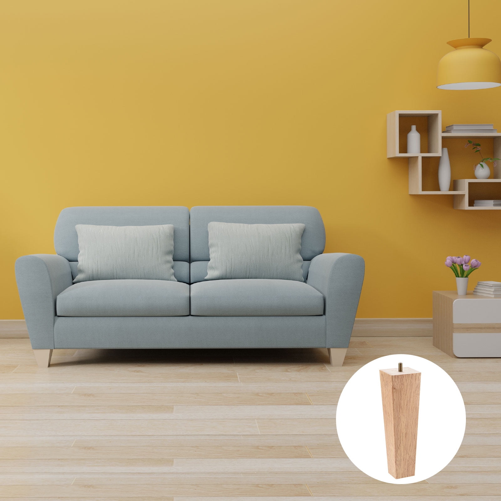 Unique Bargains Wooden Square Tapered Furniture Legs Wood 8 Inch (200mm)