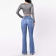 thumbnail image 5 of Pantalones vaqueros de mujer, de cintura alta, con pierna ancha, acampanados, elásticos, estilo boyfriend, estilo bootcut, holgados, informales (XL), 5 of 5