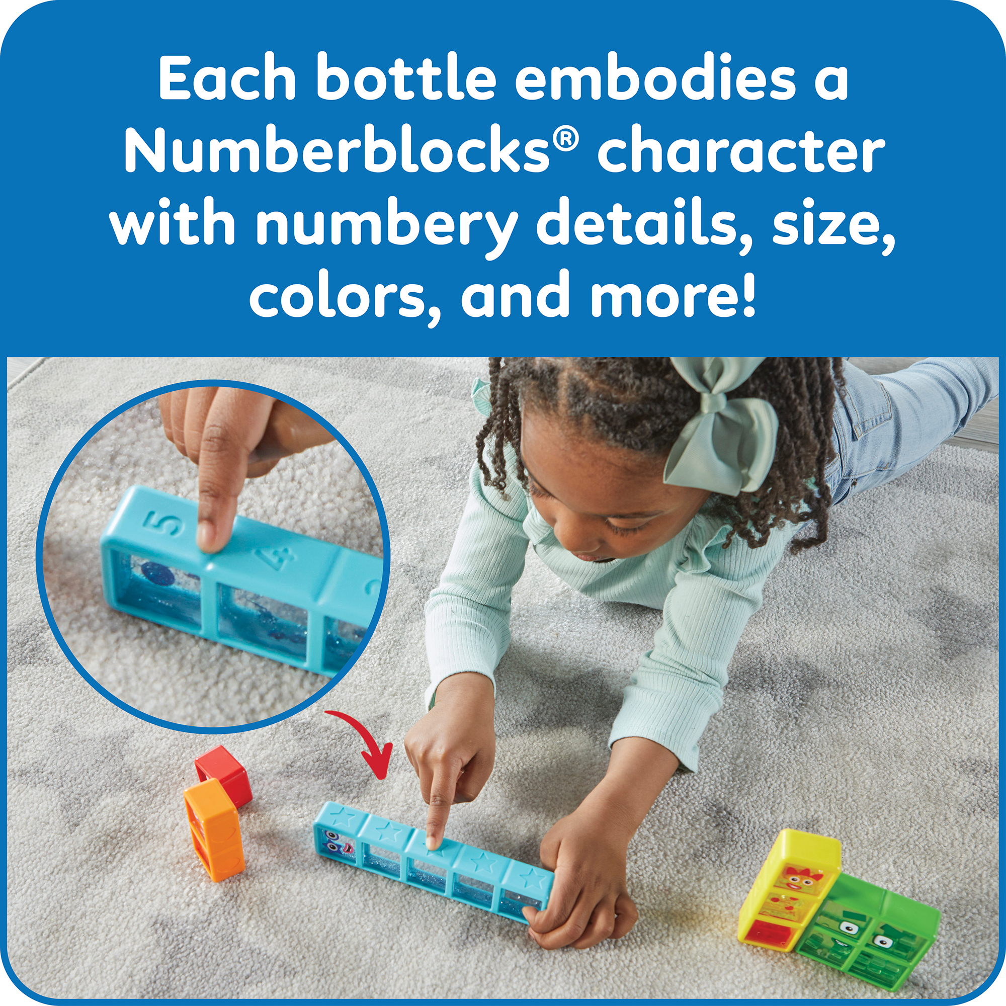 hand2mind Botellas Sensoriales Numberblocks Uno a Cinco, Juguetes de Matemáticas y Conteo para Primaria, Edades 3+ 5