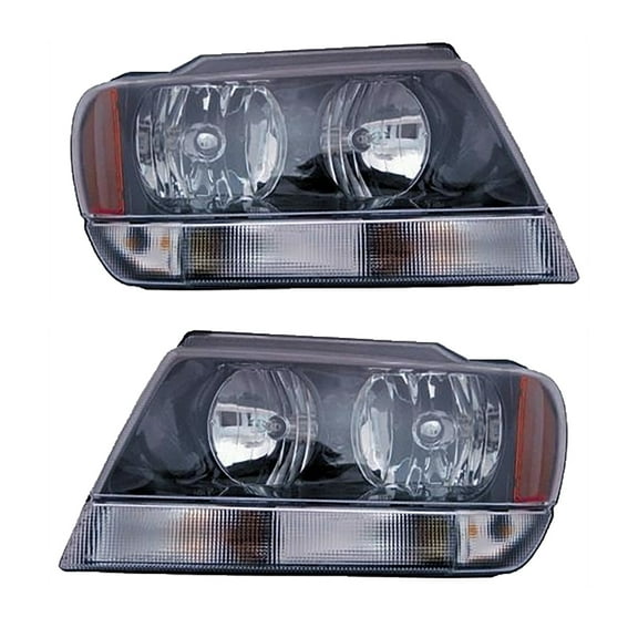 New Pair Of Headlights Compatible With Jeep Grand Cherokee Laredo 4.0L 2002 2003 By Part Number 55155129Aj 55155128Aj