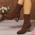 thumbnail image 4 of Bixock Boots for Women Mid Heel Short Boots Large Size Pointed Toe Slip On Stretch Sock Boots Comfortable Warm Daily Wear Fall Women Shoes, 4 of 9
