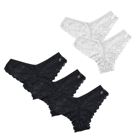 uublik Value 5-Pack  Women Panties High Waist Breathable Briefs Soft Underpants Ladies Stretch Panties Womens Lace Underwear White
