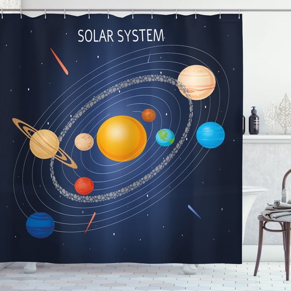 Ambesonne Astronomy Shower Curtain, Celestial Cartoon Scheme, 69"Wx70"L, Multicolor