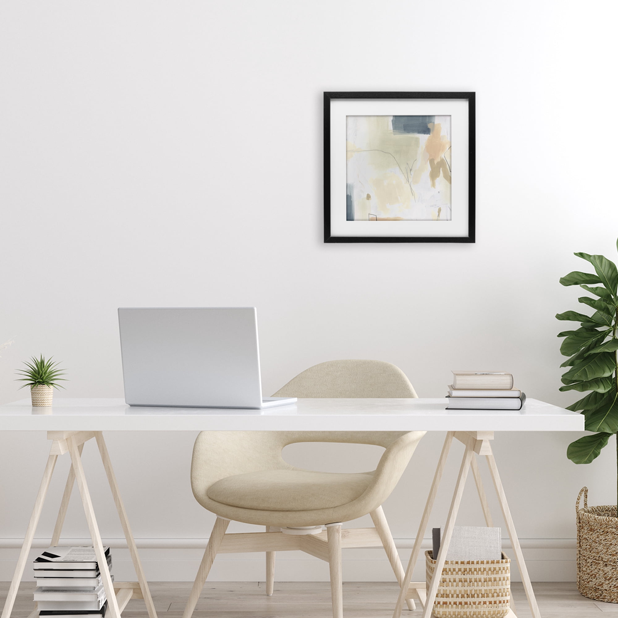 Stupell Industries Plaster Line Abstract Black Framed Print Under Glass, design by June Erica Vess