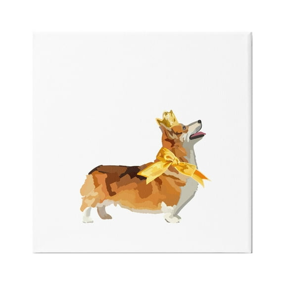 Stupell Industries Royal Corgi Dog Animals & Insects Painting Gallery Wrapped Canvas Art Print Wall Art, 17 x 17