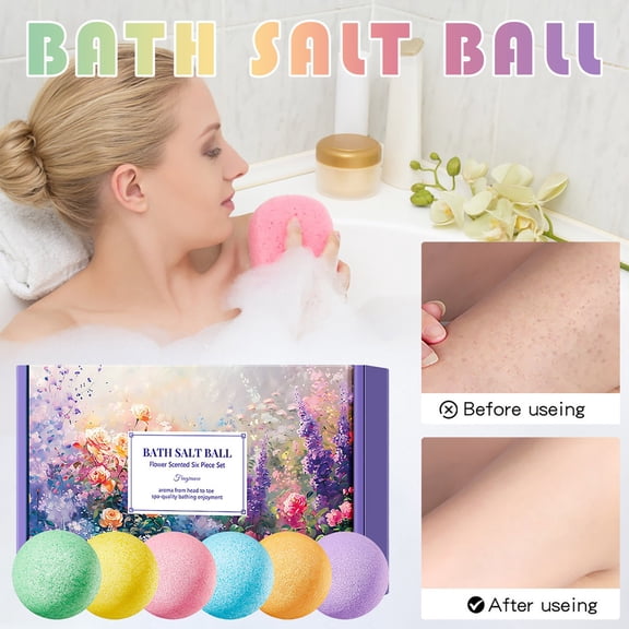 6PCs Bath Bombs Gift Set,Floral Flaovr Bath Salt Balls,Rich in Natural Essential Oils,Fizzes,Foams & Bubbles,Best Gift Idea for Birthday,Mom,Woman,Him