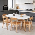 thumbnail image 3 of Extendable Round Dining Table – White MDF & Wood – 100/140/180cm – Modern Kitchen/Dining Room Table for Versatile Canadian Homes, 3 of 12