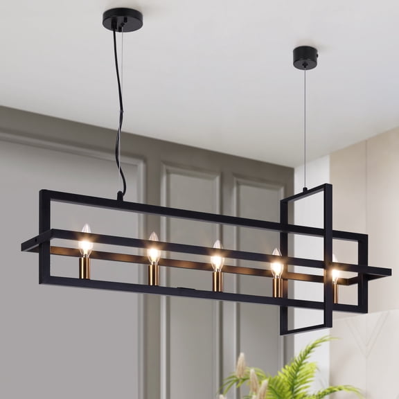 LNC Butterscouch Large 5-Light Matte Black Modern/Contemporary Led Chandelier