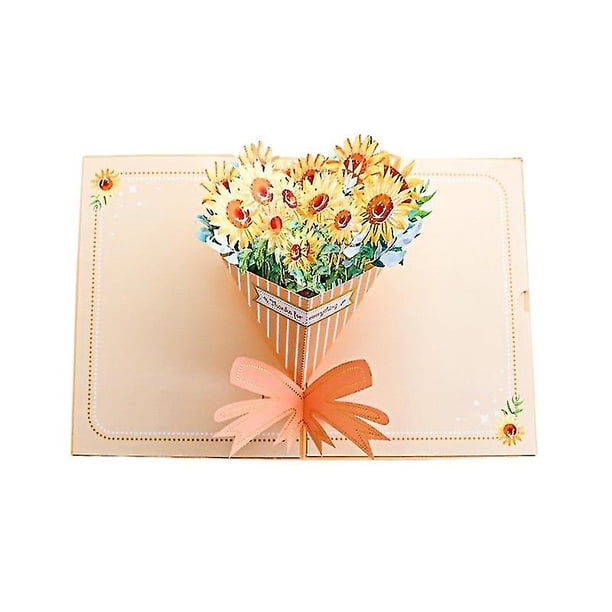 Tarjeta de felicitación con efecto 3D, flor plegable, tarjeta de felicitación navideña para cumpleaños, día de la madre, graduación, aniversario de boda