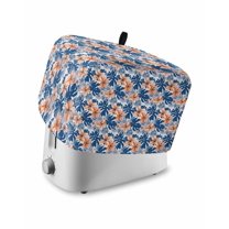 Floral Toaster Cover 4 Slice, Tropical Plants Blue Leaves Flowers Bread Maker Cover Toaster Dust Cover with Pockets, Dust-Proof Cover for Kitchen Small Appliance 12x11x8in