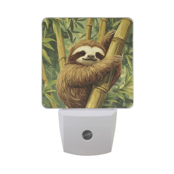 WOBOGO Lazy Sloth LED Night Light 2 Pcs Set 0.5 Watt Wall Plug in Dusk to Dawn Automatic Switch Soft White Light