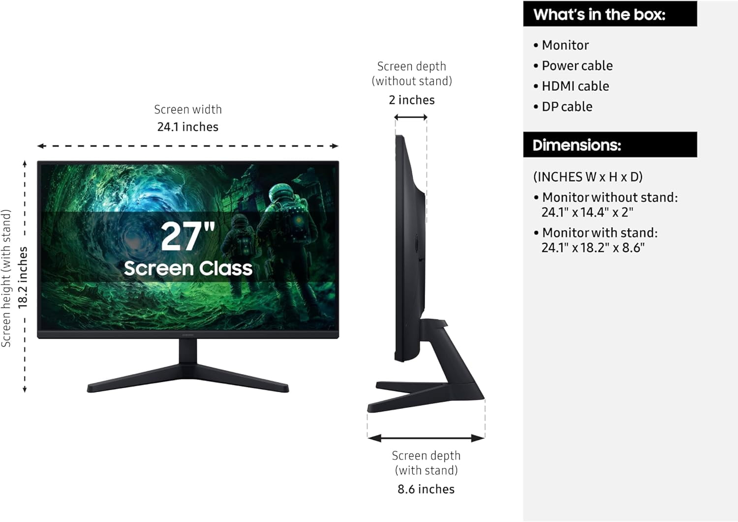 27” Odyssey G5 G53F QHD Resolution Gaming Monitor, HDR10, 200Hz Refresh Rate, IPS Panel, AMD FreeSync™ Premium, Black Equalizer, Auto Source Switch, LS27FG532ENXZA