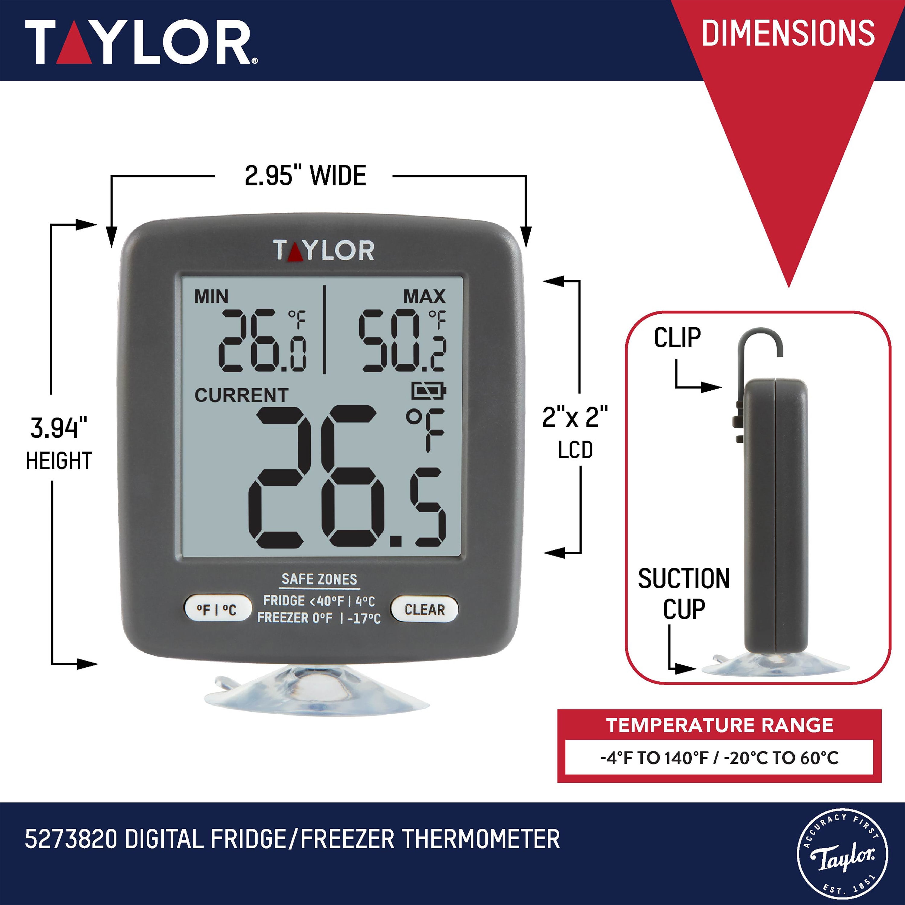 Taylor TruTemp Freezer/Refrigerator Thermometer