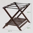 thumbnail image 2 of PJ Portaequipajes de madera con estante, soporte de maleta de madera portátil y plegable para dormitorio o armario, nogal, 2 of 5