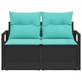 thumbnail image 3 of vidaXL 2-Seater Garden Sofa with Cushions Black Poly Rattan, 3 of 6