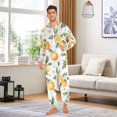 thumbnail image 6 of FORMRS Onesies Pajama for Adults Unisex Hoodie Winter Jumpsuit One Piece Sleepwear, Sizes S-2XL, White Watercolor Oranges, 6 of 7