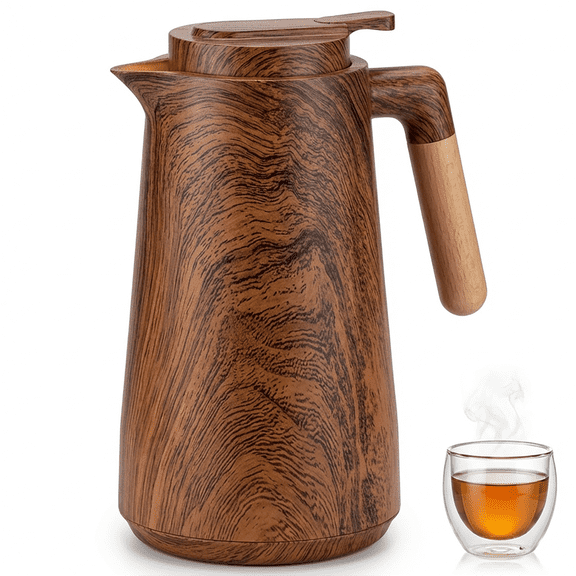 34 Oz Thermal Coffee Carafes For Keeping Hot, Food-Grade Glass Liner, Insulated Coffee Carafe, 1 Liter Beverage Pitcher, Leak-Proof Coffee and Tea Pot for Home, Office, and Modern Decor
