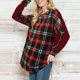 thumbnail image 3 of Plaid guinga pullover gota hombro manga larga Plaid pullover crewneck suelta guinga camisa para mujer rojo XXL, 3 of 6