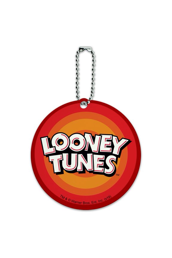 Looney Tunes Logo Round Luggage ID Tag Card Suitcase Carry-On