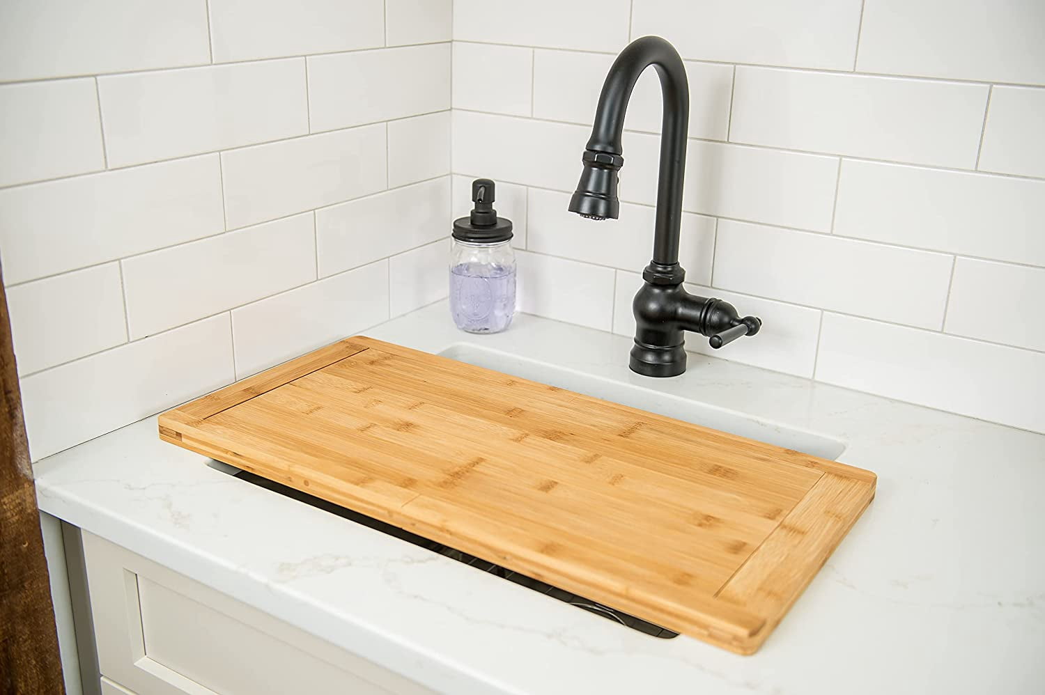Lipper International Bamboo Over-the-Sink Expandable Cutting Board, 34" x 11 1/2"
